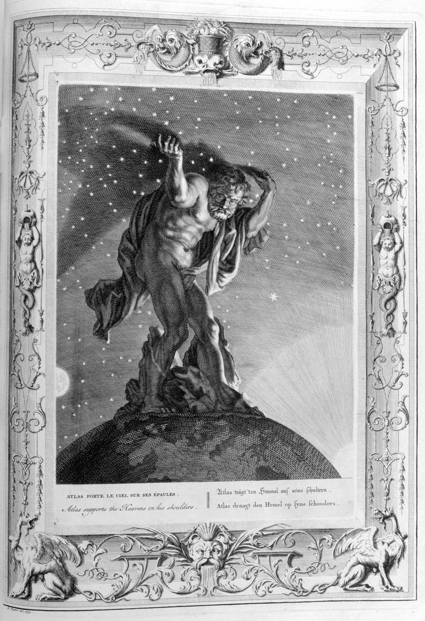 Atlas Supports the Heavens on His Shoulders by Bernard Picart