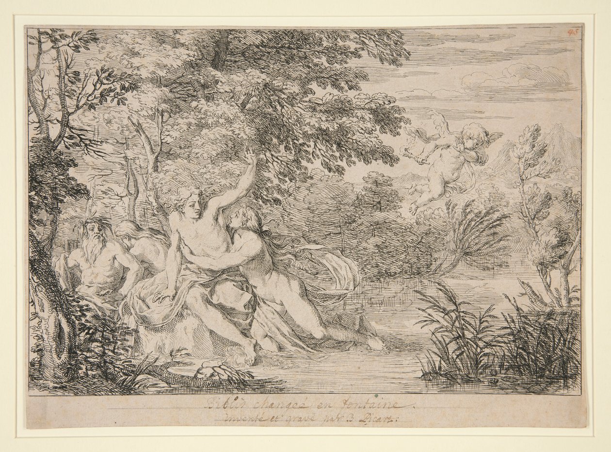 Biblis Changed into a Fountain by Bernard Picart