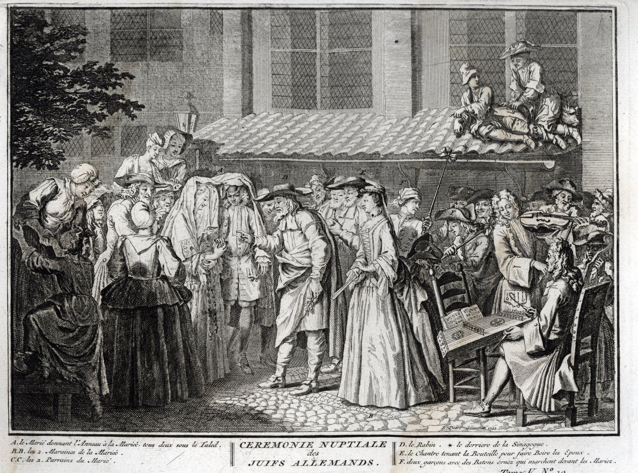 Jewish Wedding in the Jewish German Community (engraving) by Bernard Picart