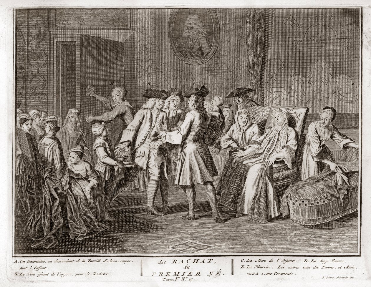 Judaism: The Tradition of the Redemption of the First-Born Son, Illustration of Ceremonies and Religious Customs of All the Peoples of the World by Bernard Picart (1723-1743) by Bernard Picart