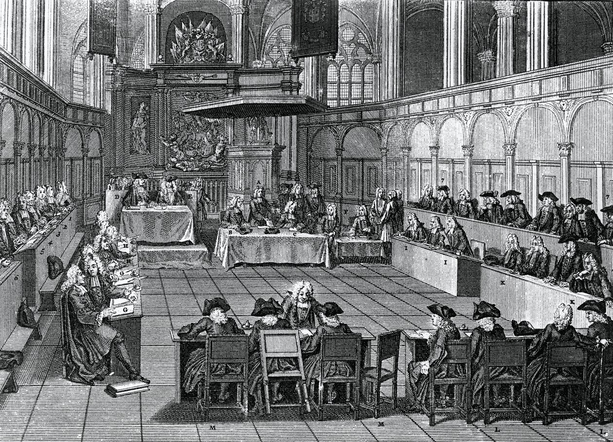 Protestant Synod held in 1730 in Nieuwe Kerk (New Church) in Amsterdam, Netherlands, engraving by Bernard Picart by Bernard Picart