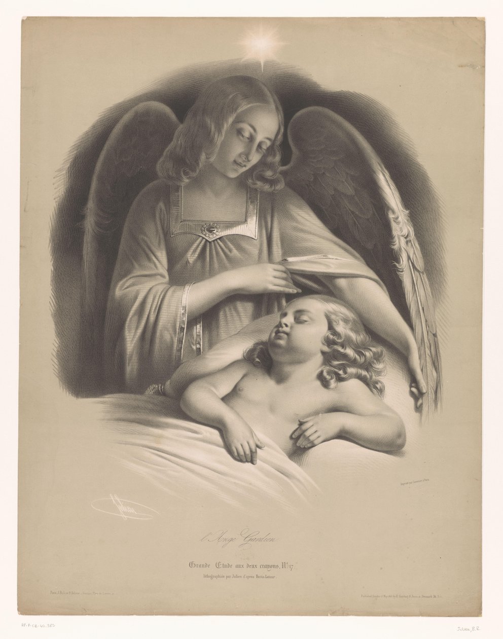 Angel Watching Over a Sleeping Child by Bernard Romain Julien