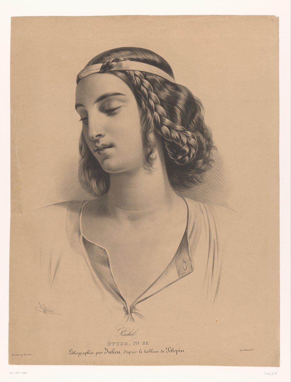 Portrait of the Actress Mademoiselle Rachel (Élisabeth Rachel Félix) (Study) by Bernard Romain Julien