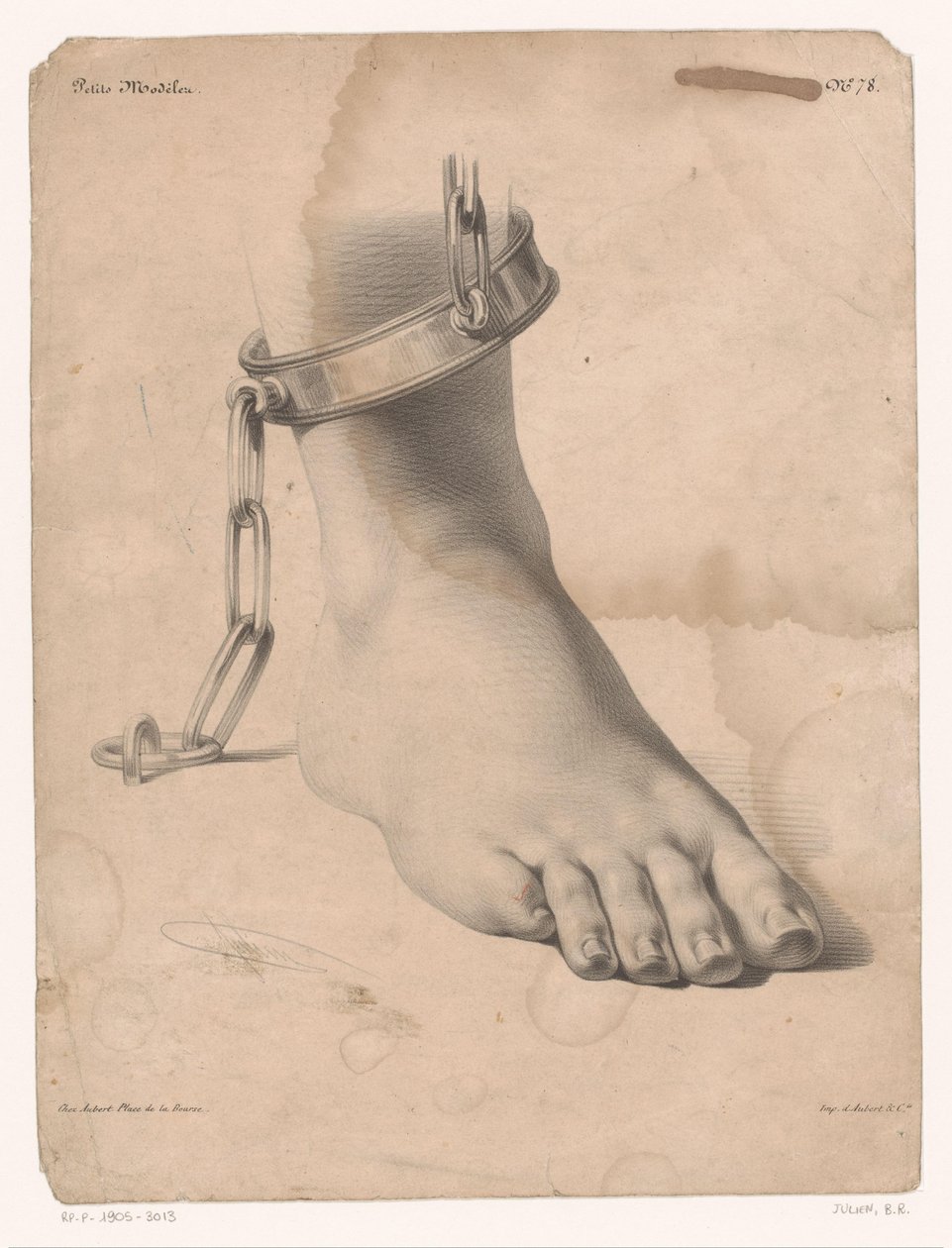 Study of Foot with Chained Ankle (series title: Small Drawing Examples) by Bernard Romain Julien