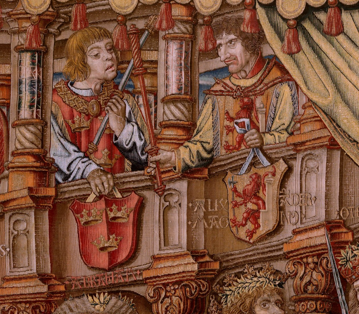 Flemish tapestry. Series The Honours. Honour. Second tapestry in the series. Model Cartoonists from the circle of Bernard van Orley and Jan Gossaert. Manufacture Pieter van Aelst, Brussels. Ca 1550 by Bernard van Orley