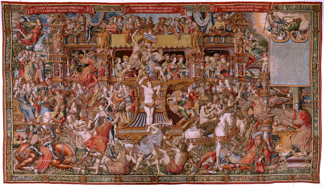 Flemish tapestry. Series The Honours. Infamy. Sixth tapestry in the series. Model Cartoonists from the circle of Bernard van Orley and Jan Gossaert. Manufacture Pieter van Aelst, Brussels. Ca 1550 by Bernard van Orley