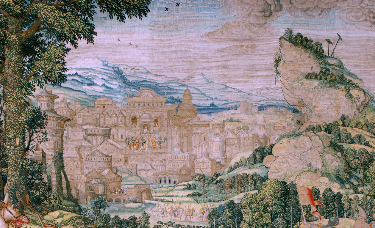 Flemish tapestry. Series The Passion of Christ. Fall on the way to Calvary. Second tapestry in the series. Models Cartoonist Bernard van Orley. Manufacture Pieter de Pannemaker, Brussels. Ca 1518-1523 by Bernard van Orley