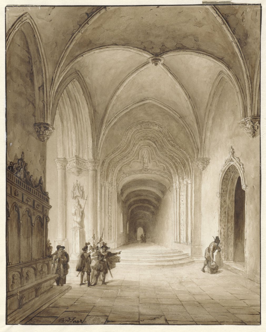 Church Interior with Soldiers at the Entrance by Bernard van de Laar