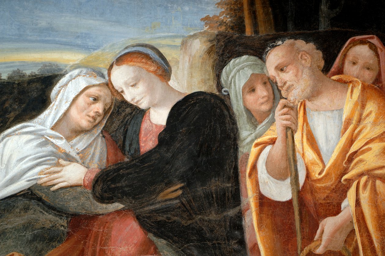 Mary with St Anne and St Joachim (detail) by Bernardino Lanino