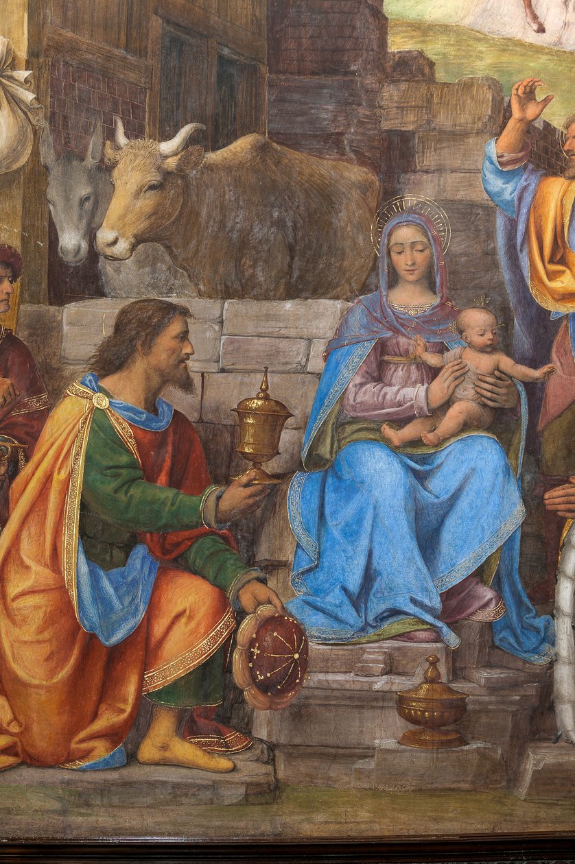 Detail of the Adoration of the Three Wise Men, Presbytery or Main Chapel by Bernardino Luini