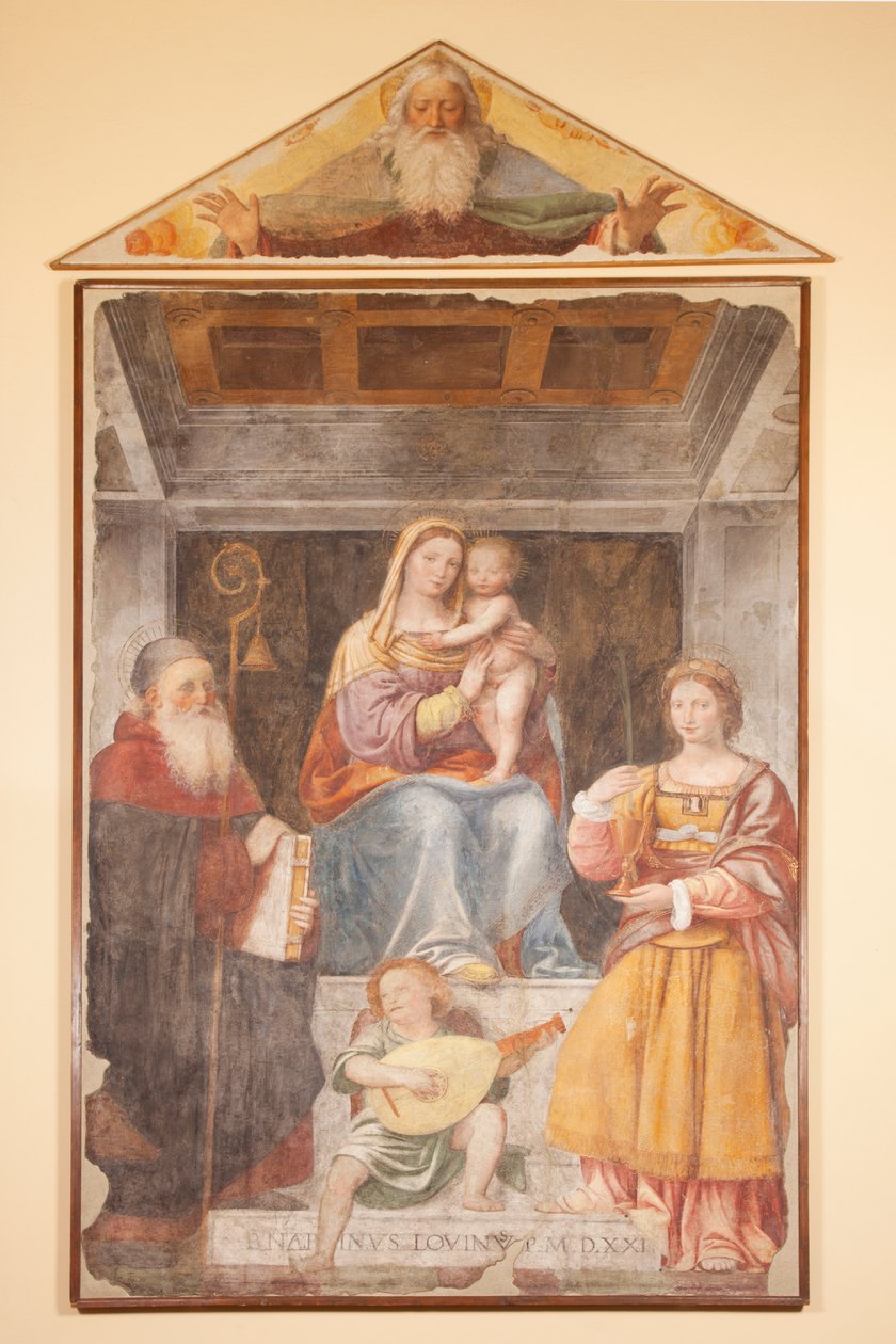 Madonna and Child, St Anthony Great, St Barbara and Musician Angel by Bernardino Luini