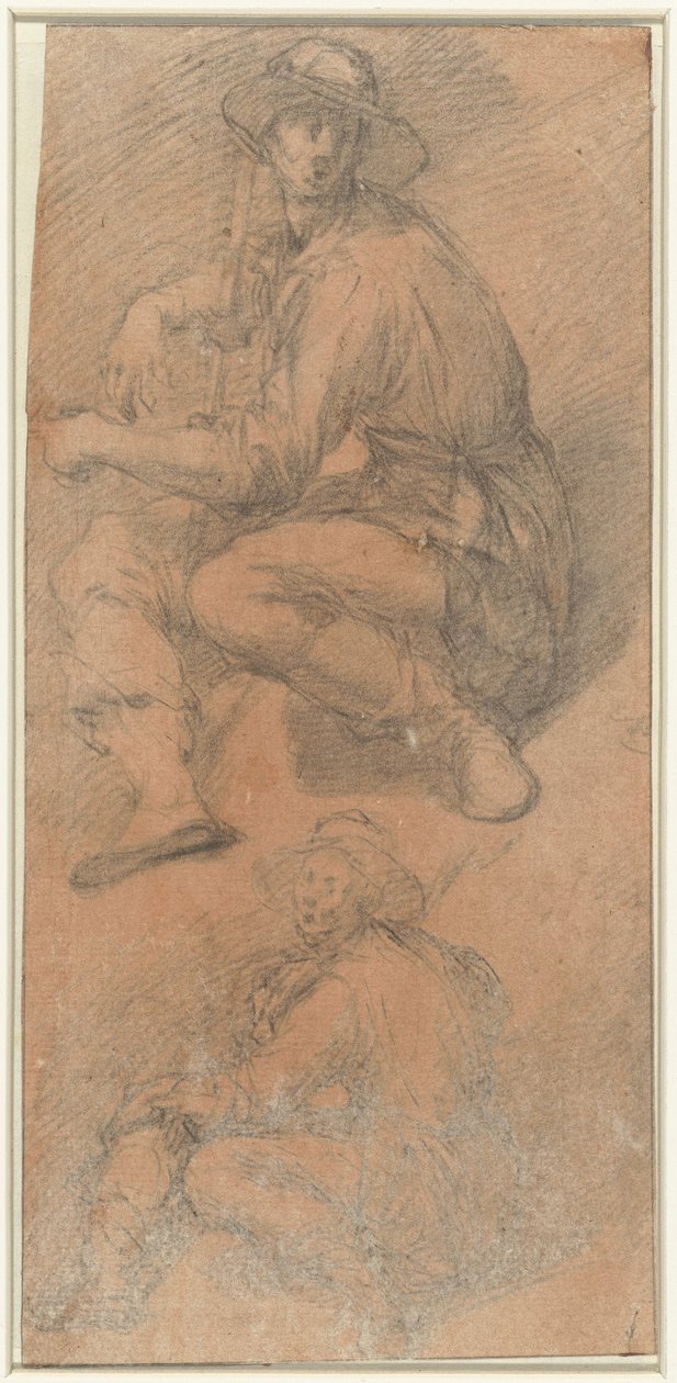 Two Figure Studies of a Seated Man by Bernardino Poccetti