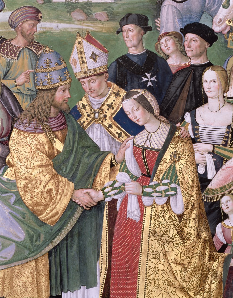 Aeneas Sylvius Piccolomini presents Eleonora of Aragon to Frederick III by Bernardino di Betto Pinturicchio