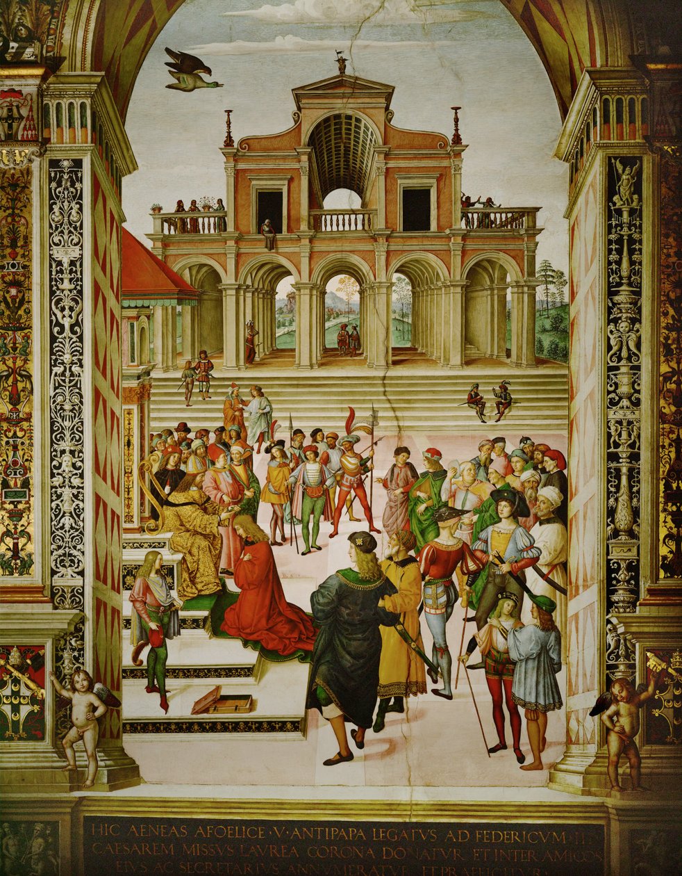 Emperor Friedrich III Crowning Aeneas Silvius Piccolomini Poeta Laureatus by Bernardino di Betto Pinturicchio