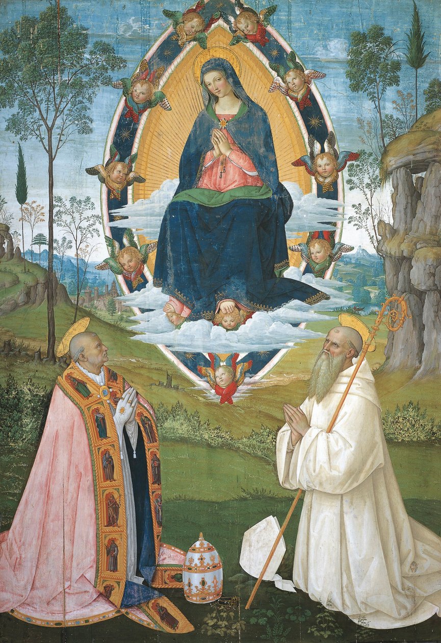 Madonna with Gregory the Great and Saint Benedict by Bernardino di Betto Pinturicchio