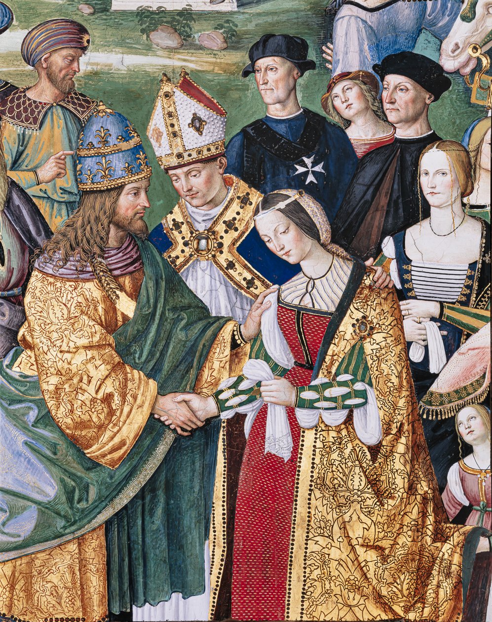The Piccolomini Library, South East Wall: Aeneas Sylvius Introduces Eleonora of Aragona to Frederick III, February 24 by Bernardino di Betto Pinturicchio