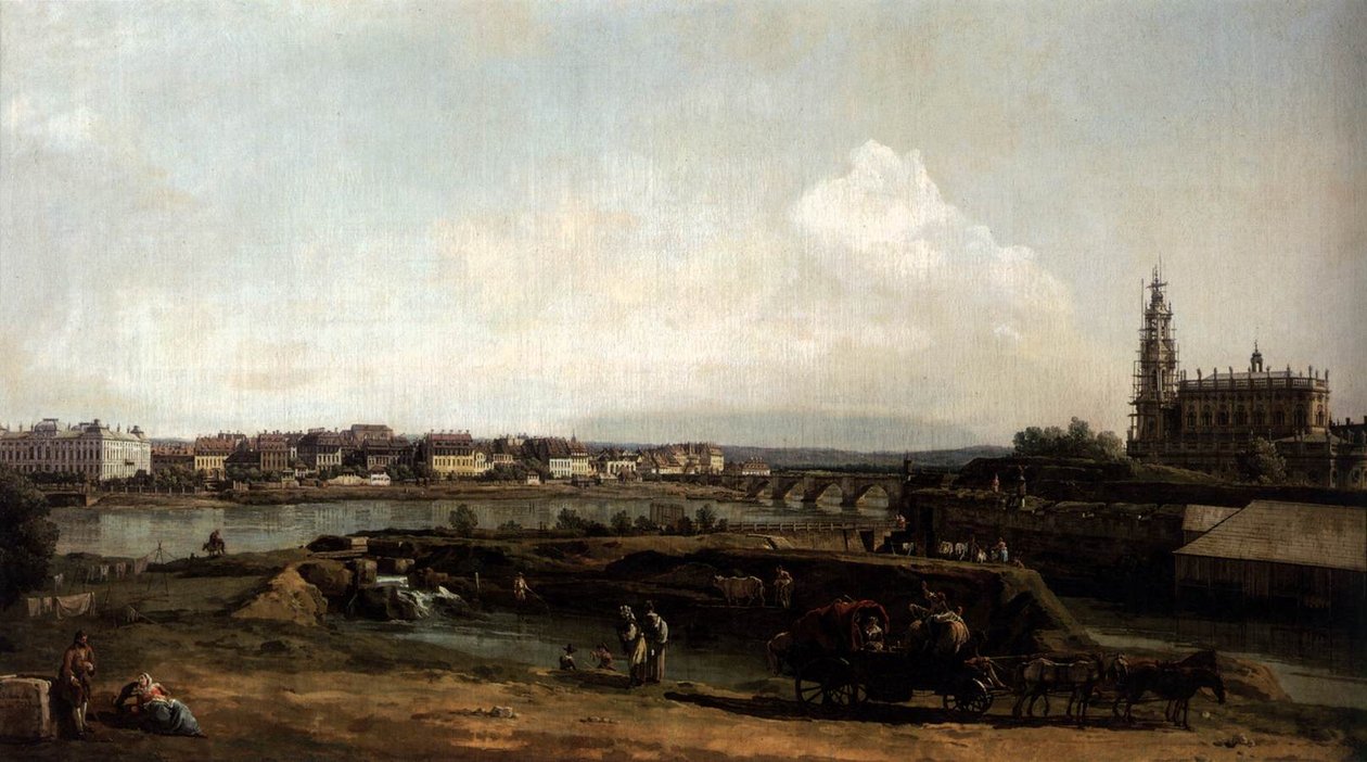 Dresden from the Left Bank of the Elbe, below the Fortifications by Bernardo Bellotto