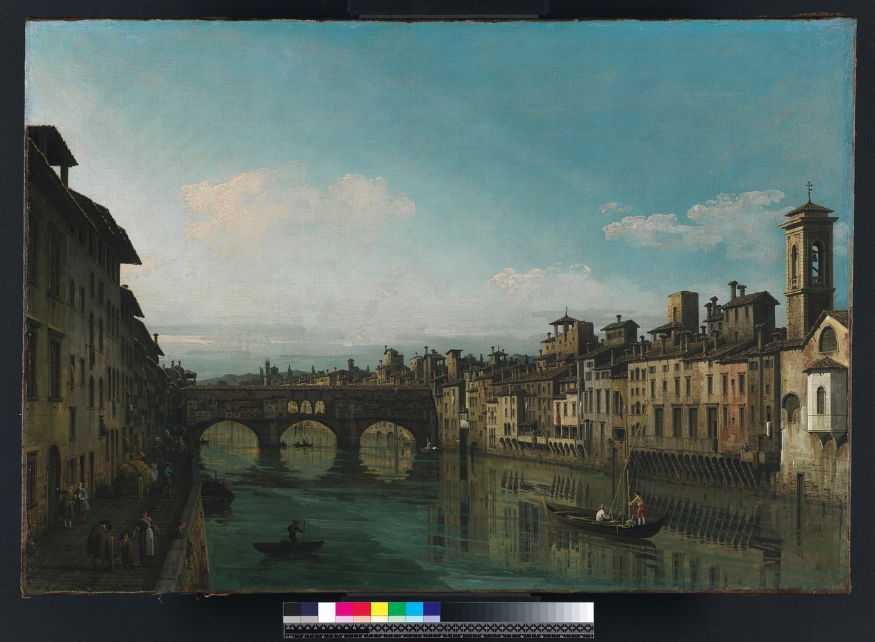 The Arno in Florence with the Ponte Vecchio by Bernardo Bellotto