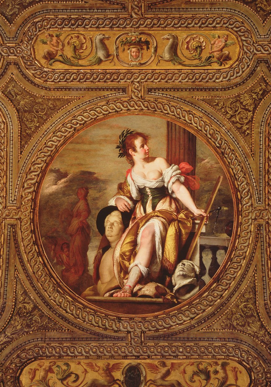 Allegory of Sculpture, from the ceiling of the library by Bernardo Strozzi