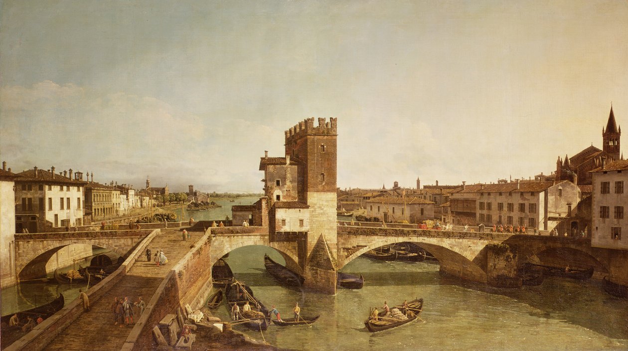 The Bridge at Delle Navi, Verona by Bernardo Bellotto