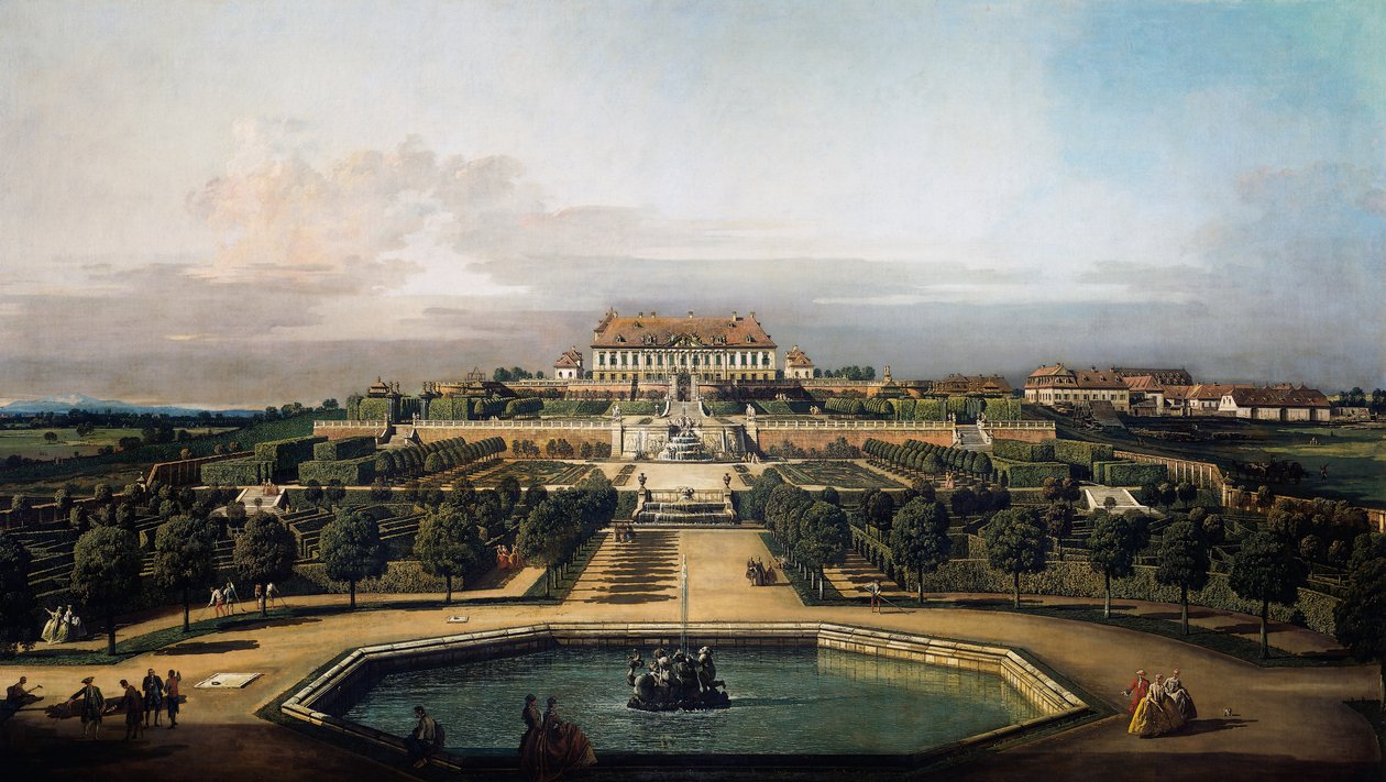 The imperial castle Schlosshof, garden side by Bernardo Bellotto