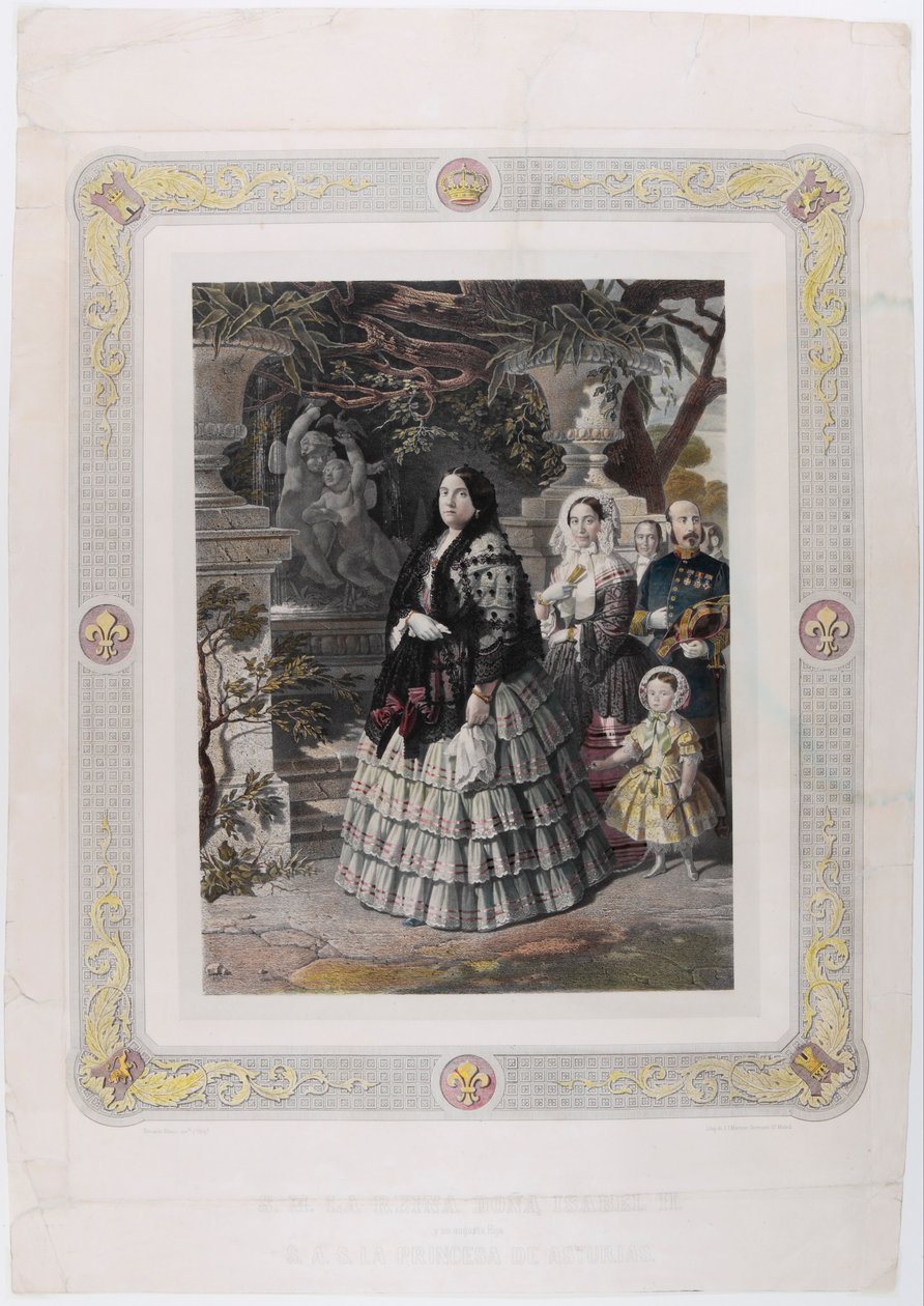Her Majesty the Queen Isabel II and Her August Daughter Her Most Serene Highness the Princess of Asturias by Bernardo Blanco y Pérez