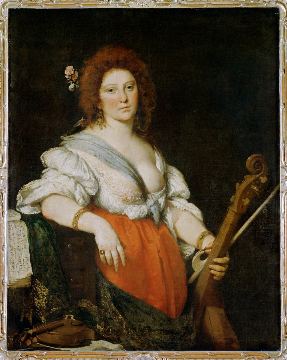 The Singer Barbara Strozzi with a Viola da Gamba by Bernardo Strozzi
