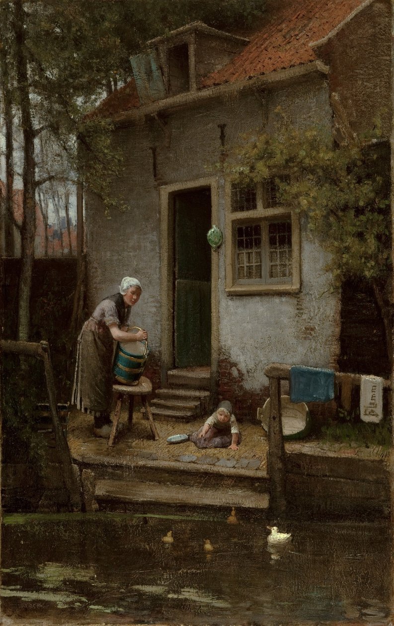 Feeding the Ducks by Bernardus Johannes Blommers or Bloomers