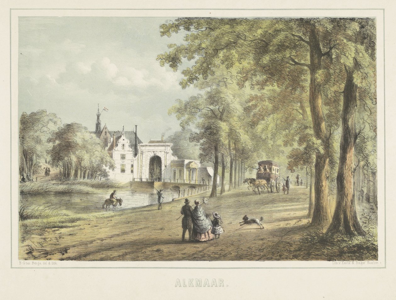 View in Alkmaar with the Laurenskerk by Bernardus Gerardus ten Berge
