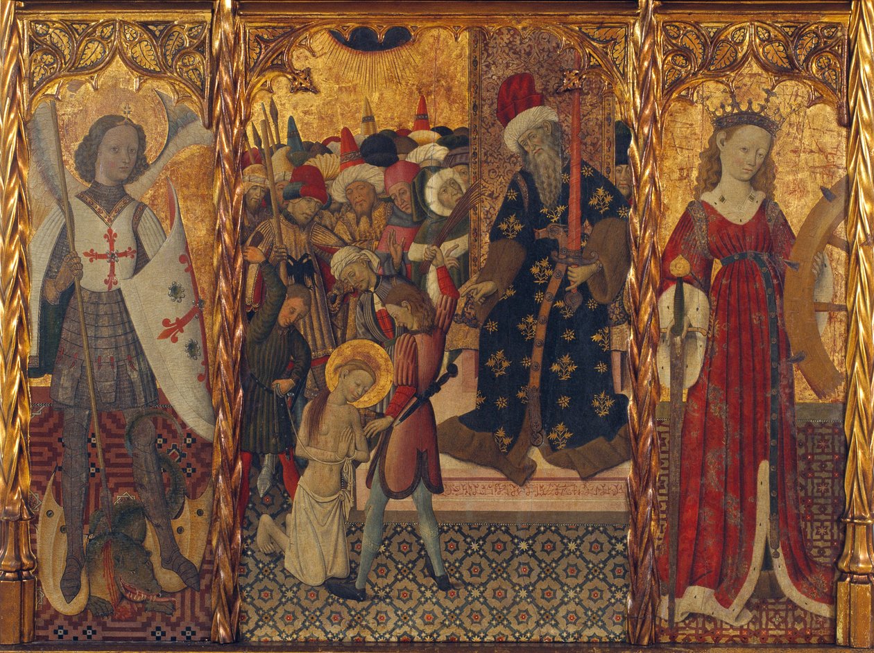 Saint Michael, Martyrdom of Saint Eulalia and Saint Catherine by Bernat Martorell the Elder