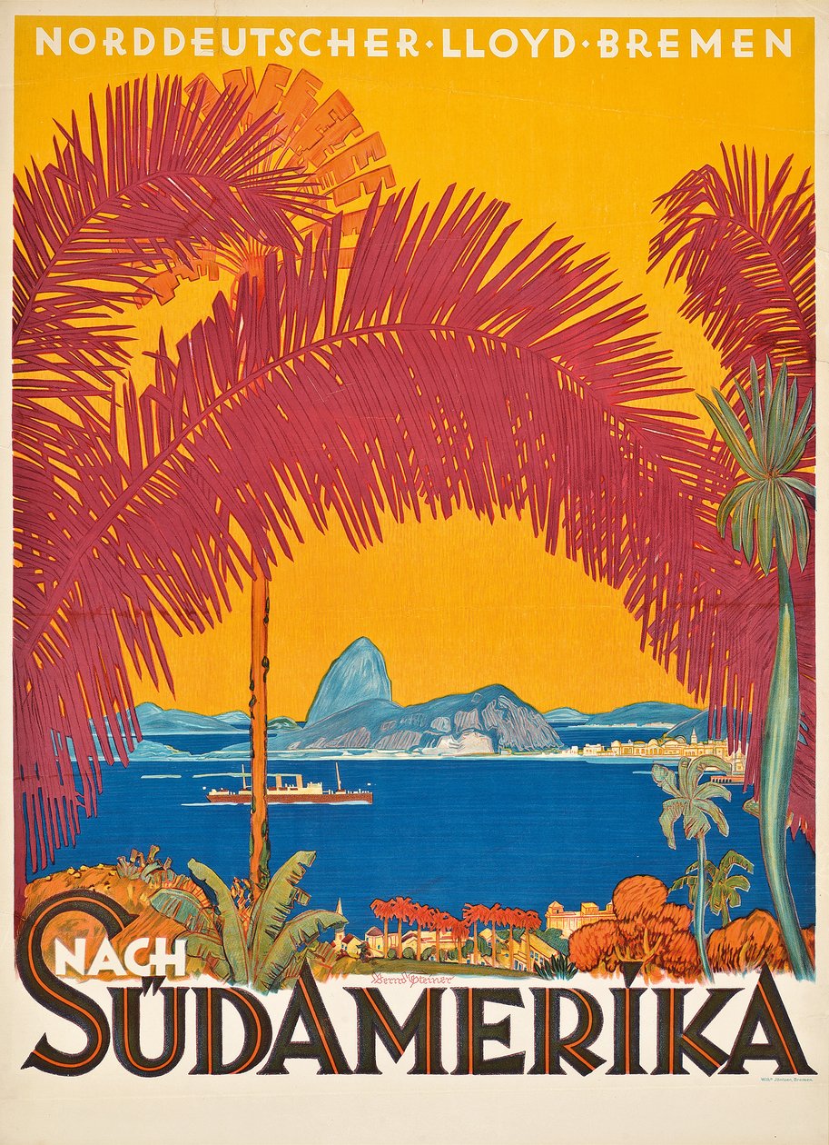 Poster advertising the German shipping company 
