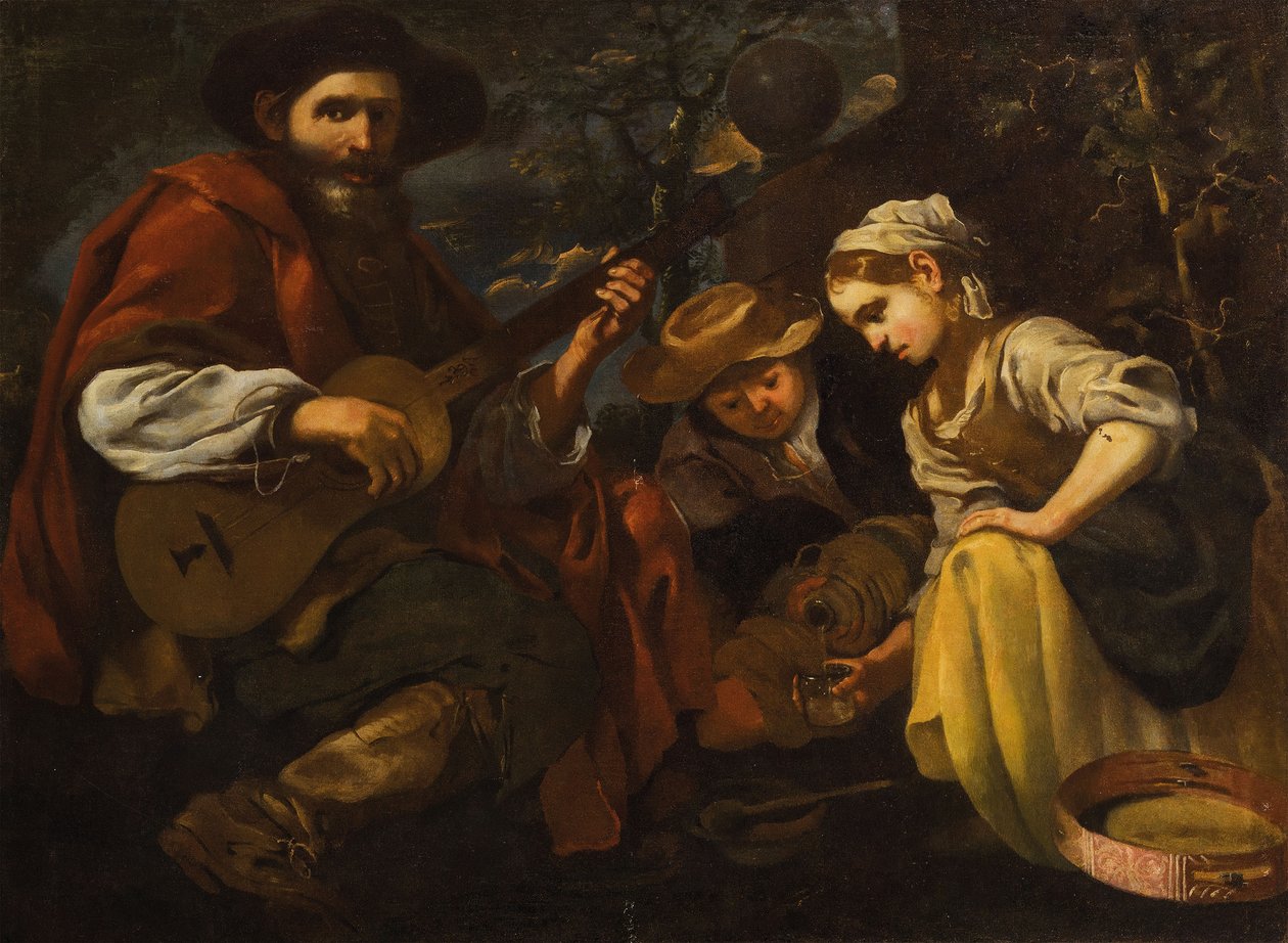 Guitar Player with Boy and Girl (Allegory of Hearing and Taste) by Bernhard Keil