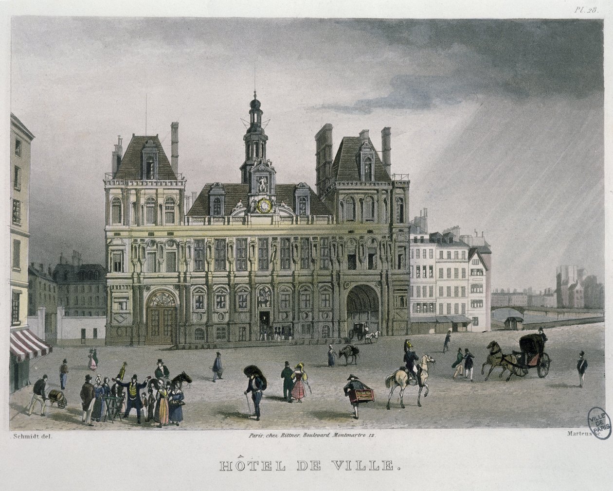 The Hotel de Ville, Paris, 1832 by Bernhard Schmidt