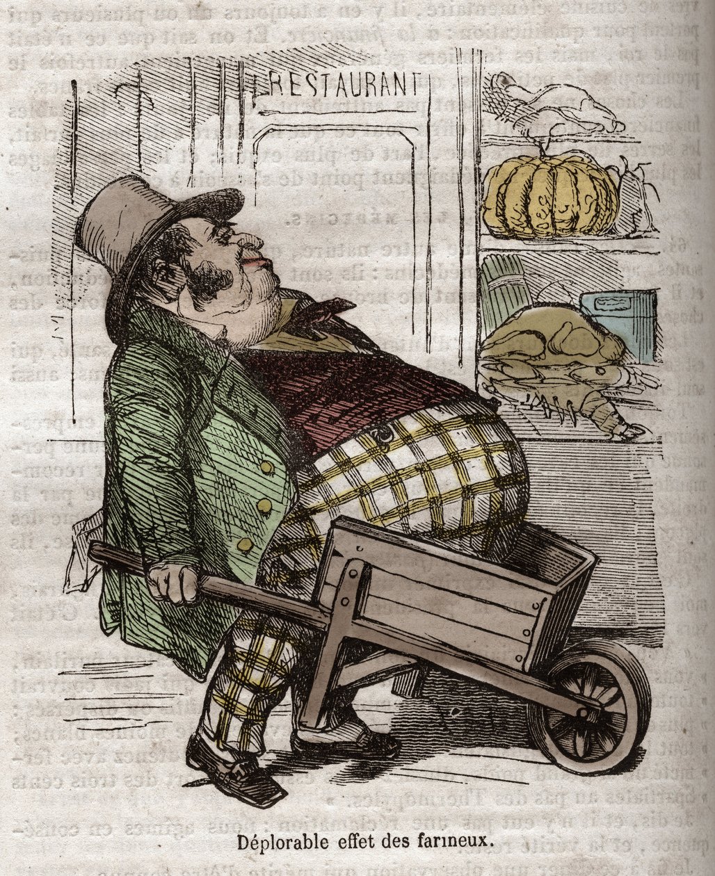 Obeite - Des Gourmands - deplorable effect of farinaceous foods - engraving in 