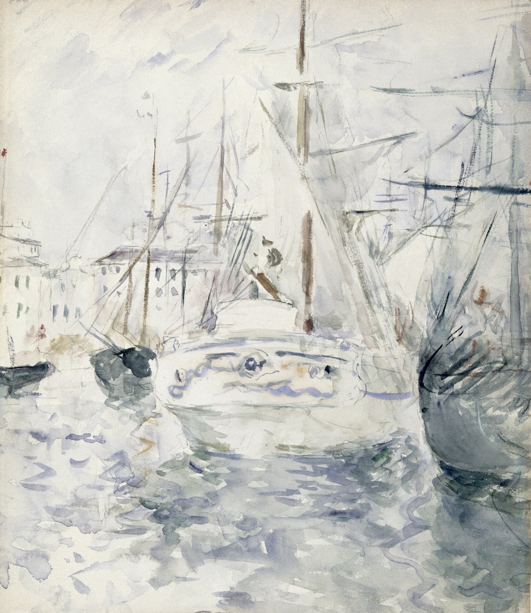 White Boat in the Port, Nice, 1881 by Berthe Morisot
