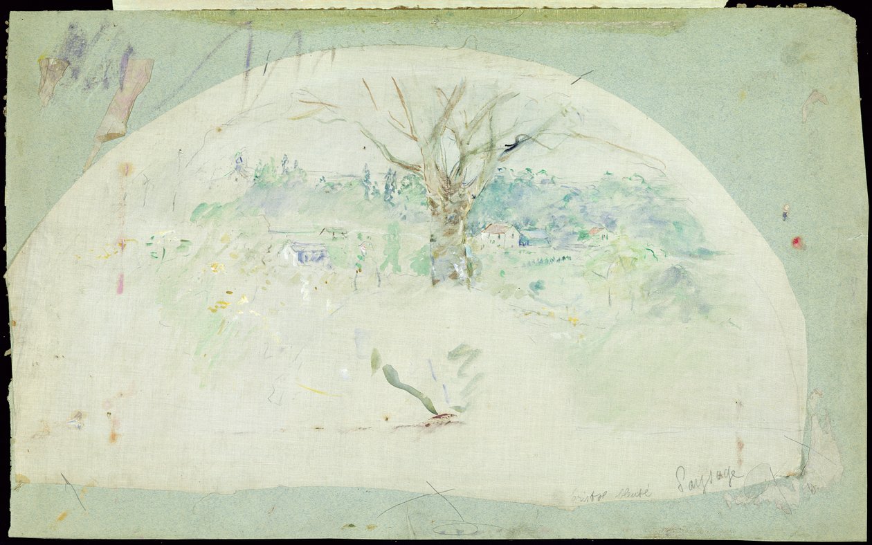 Fan depicting Bougival, 1884 by Berthe Morisot