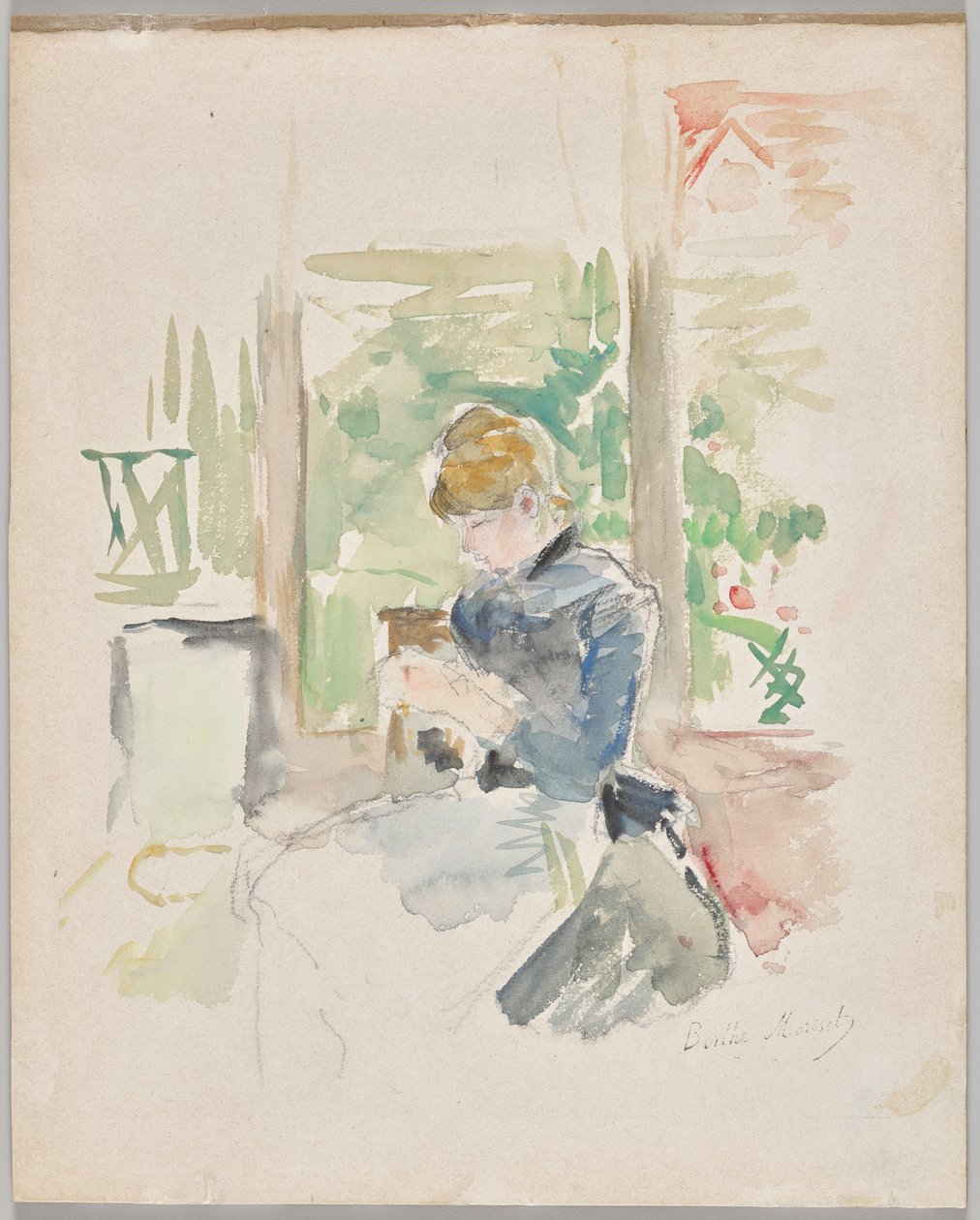 Sewing near the Window by Berthe Morisot