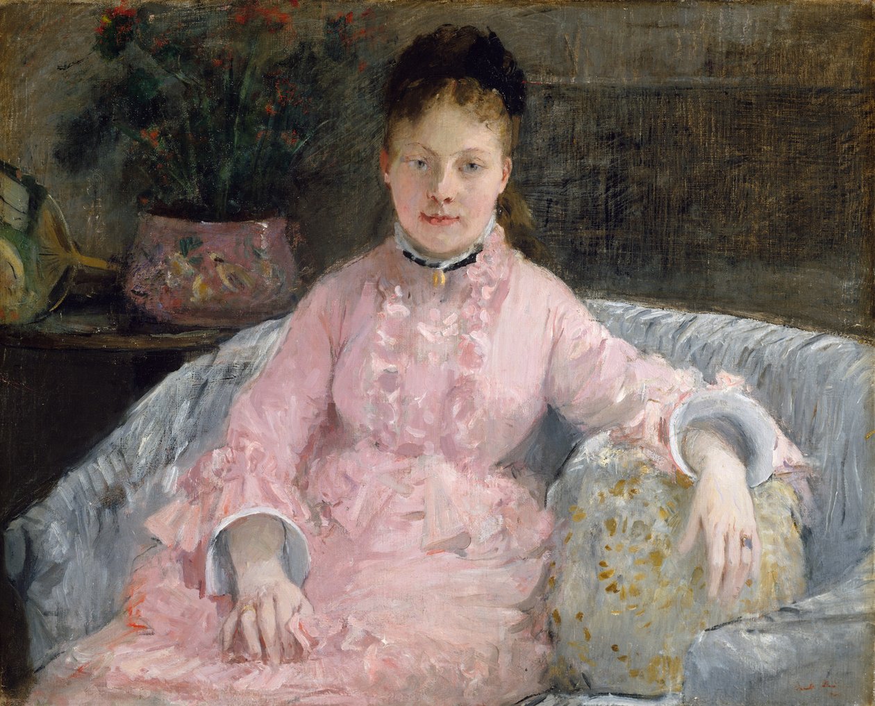 The Pink Dress (Albertie-Marguerite Carré, later Madame Ferdinand-Henri Himmes) by Berthe Morisot