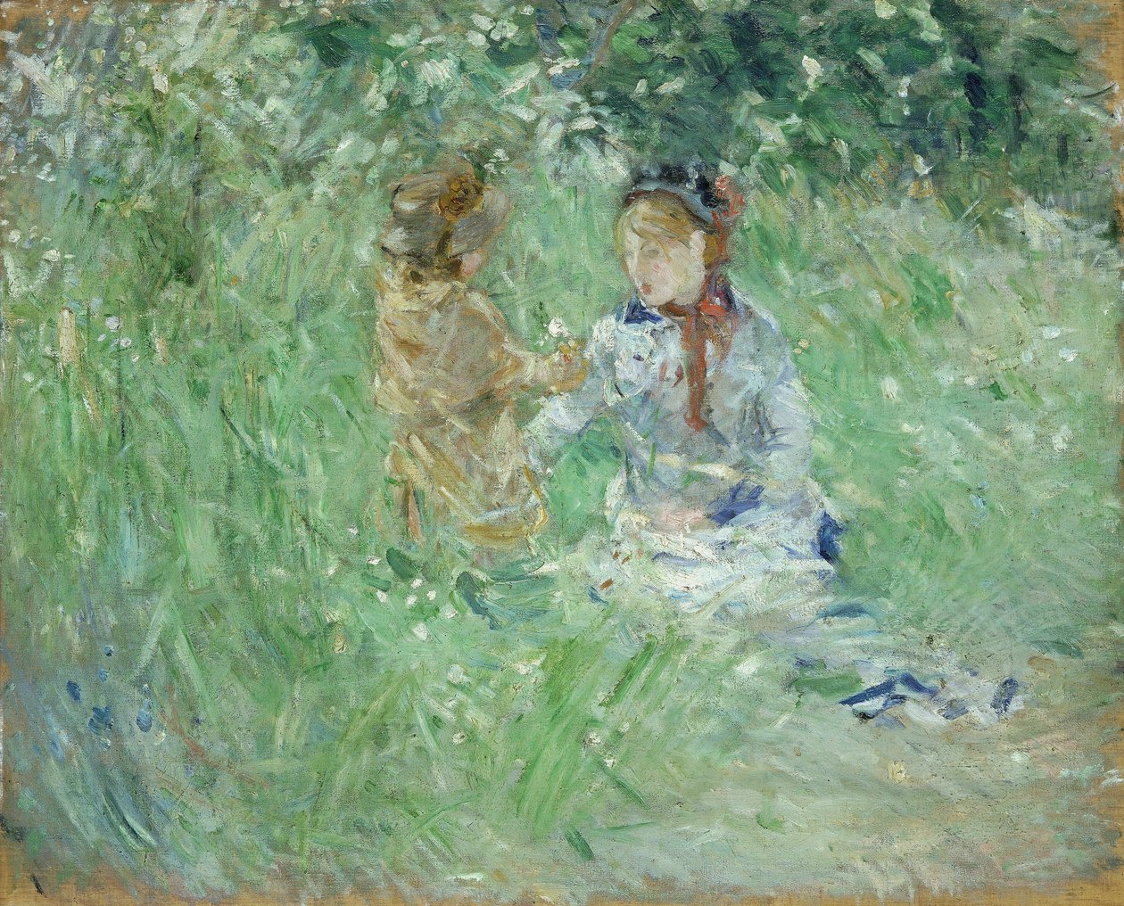 Woman and Child in a Meadow at Bougival, 1882 by Berthe Morisot
