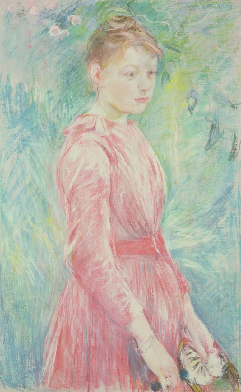 Young girl in a pink gown by Berthe Morisot
