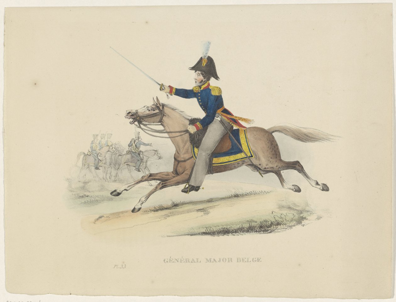 Belgian Major General, 1830 (Belgian Costumes: Ancient and Modern, Military, Civil and Religious, 1830) by Bertrand