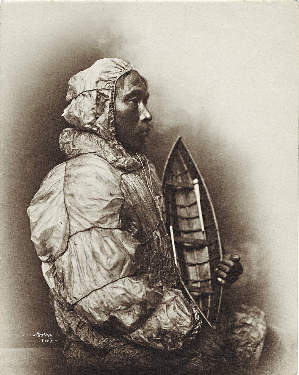 Man with model umiak, Alaska, c.1906 by Beverly Bennett Dobbs