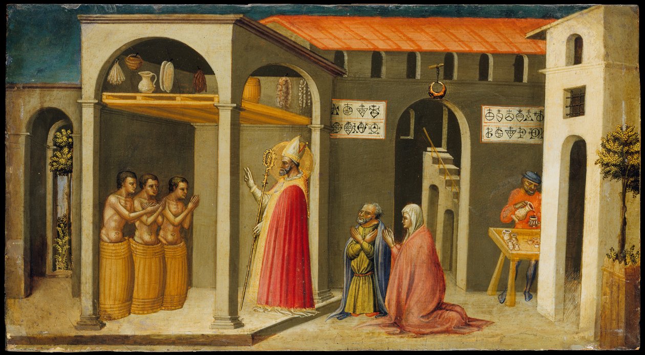 Saint Nicholas resuscitating three youths by Bicci di Lorenzo