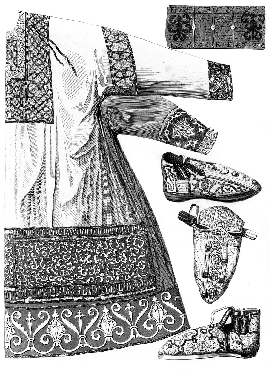 Royal garments of Charlemagne 742-814, 15th century 1849 by Bisson and Cottard