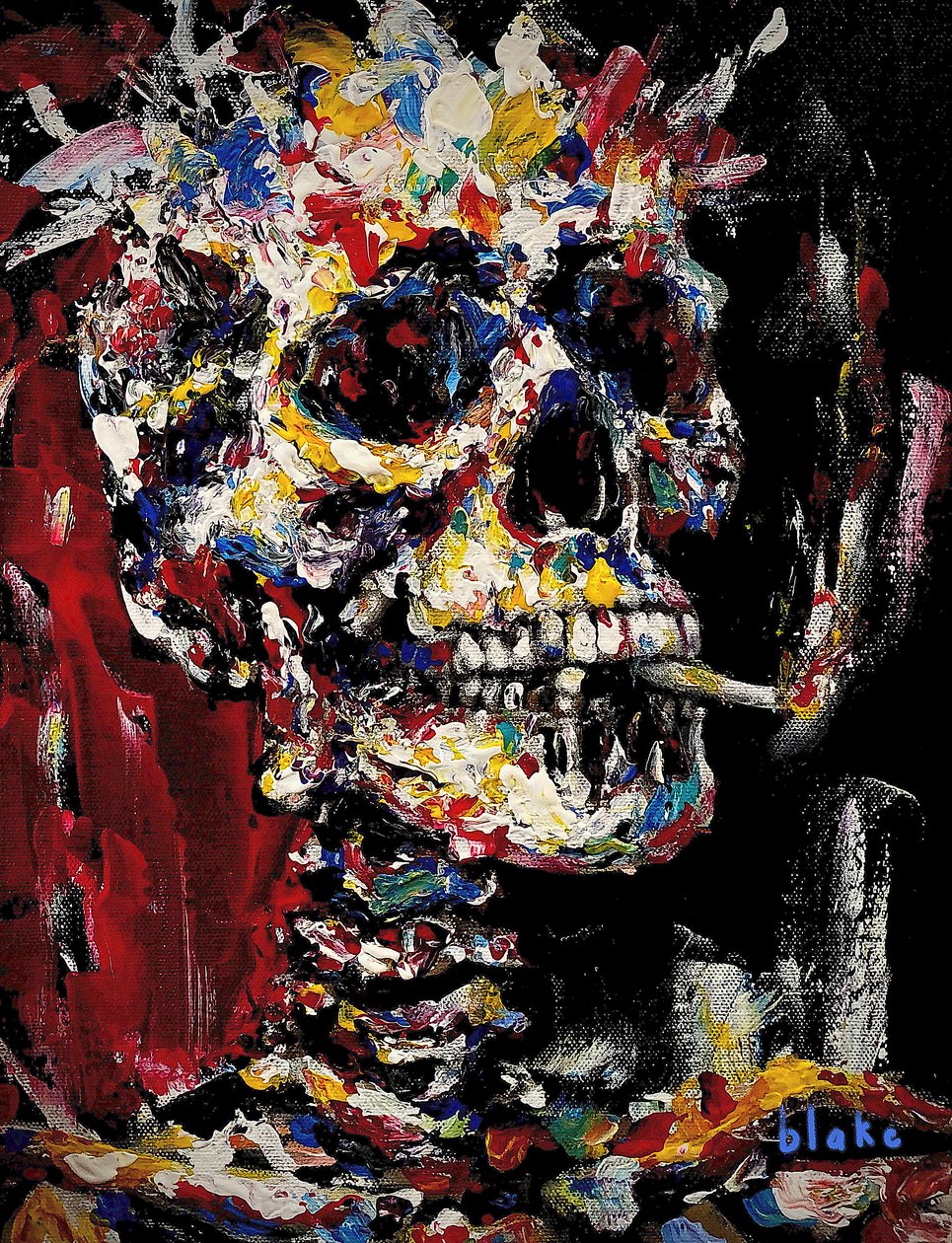 Skull With Spliff by Blake Munch