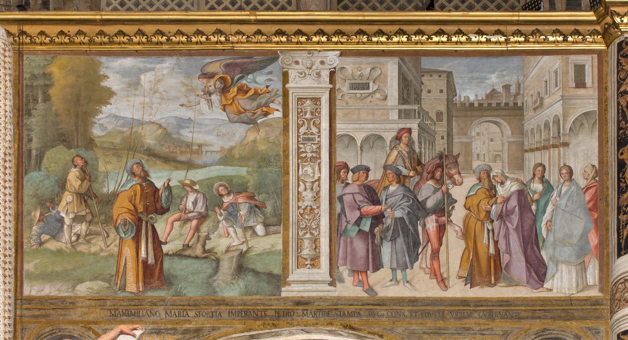 Central Nave, First North Span, Announcement to Joachim, Meeting of St. Joachim and St. Anne at the Golden Gate by Boccaccio Boccaccino