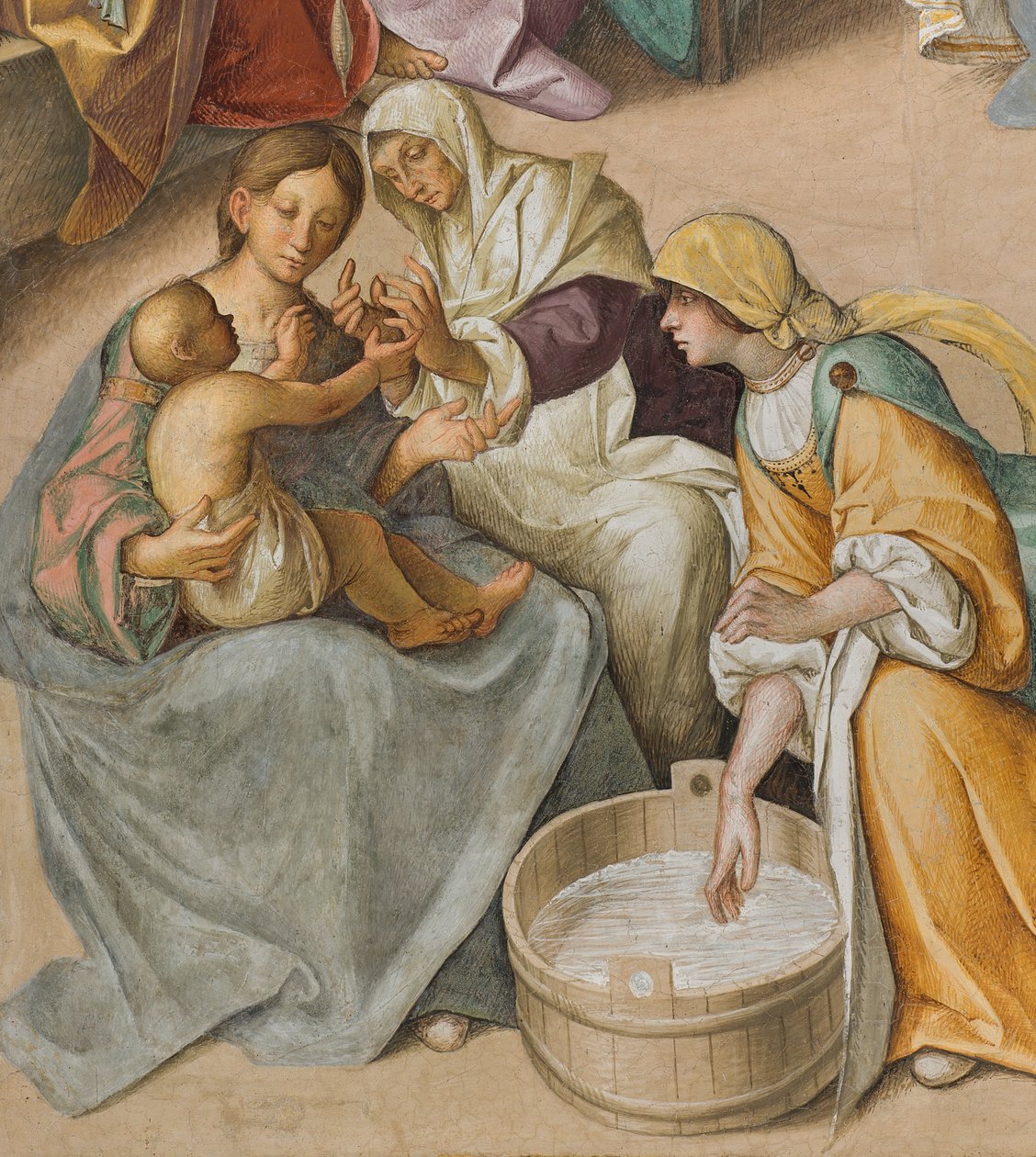 Central Nave, Second North Span, Birth of the Virgin (detail) by Boccaccio Boccaccino