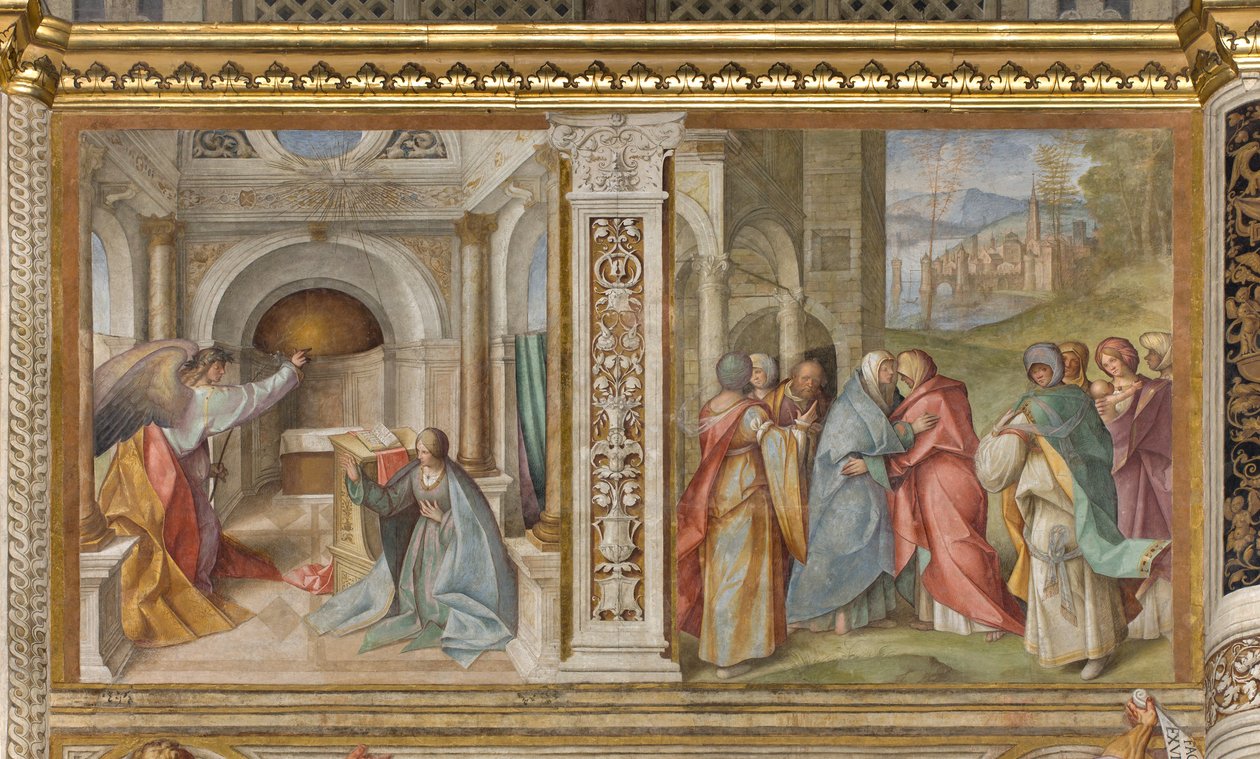 Central Nave, Third North Span, Annunciation, Visitation, Boccaccio Boccaccino 1516-17 by Boccaccio Boccaccino