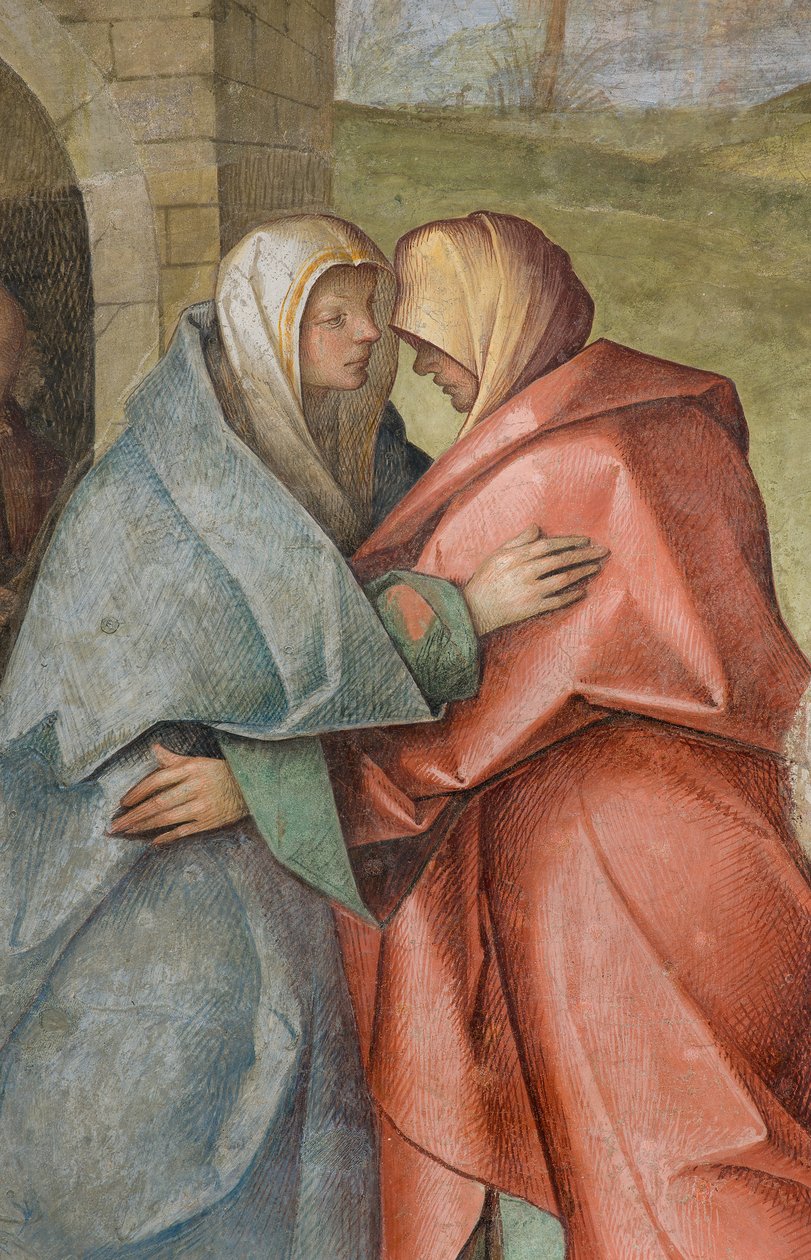 Central Nave, Third North Span, Visitation, Boccaccio Boccaccino 1516-17 (detail) by Boccaccio Boccaccino
