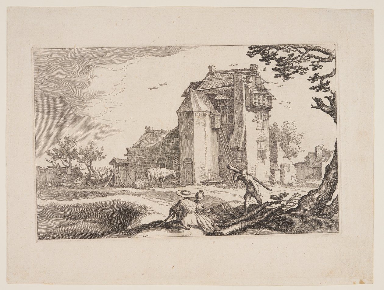 Plate 15, from Landscapes with Farmhouses by Boetius Adams Bolswert